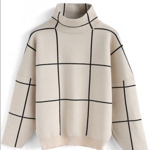 Chicwish check print turtleneck sweater